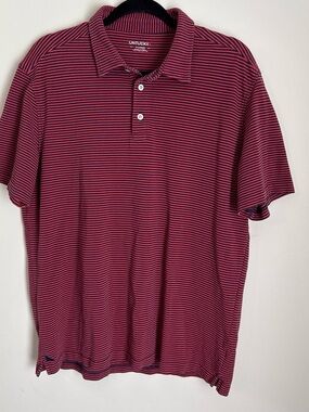 UNTUCKit Pink and Navy Striped Polo